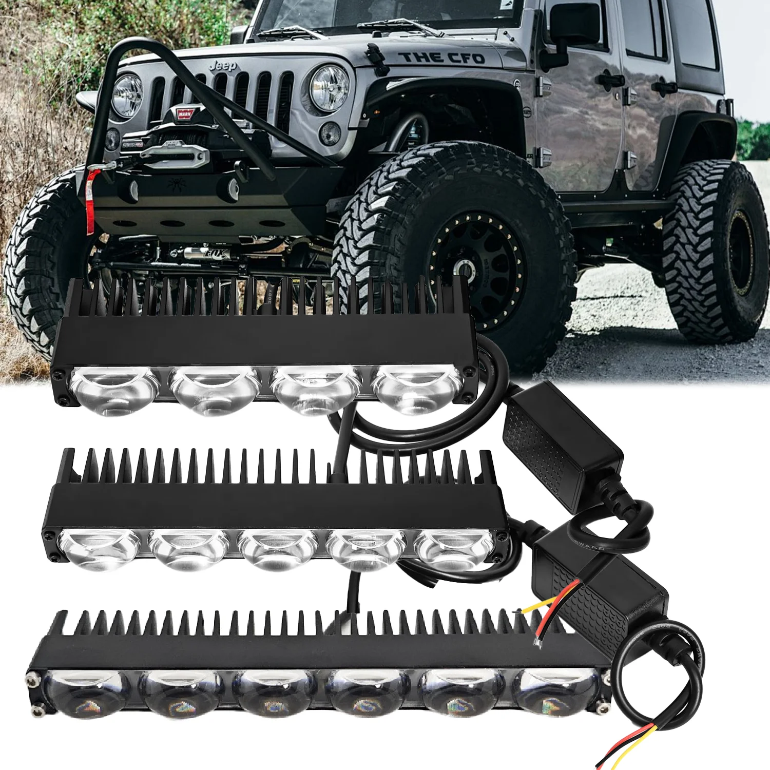 

2PCS LED Headlight Bumper Fog Lamps 12V Work Lighthouse 1/2/3/4/5/6 LEN Driving Lightor Off-Road 4x4 Vehicle with Fog Light