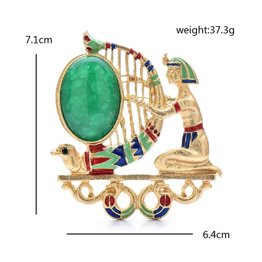 Playing The Harp Lady Egyptian Brooches For Women Beautiful Instrument And Girl Figure Party Office Brooch Pins Gifts
