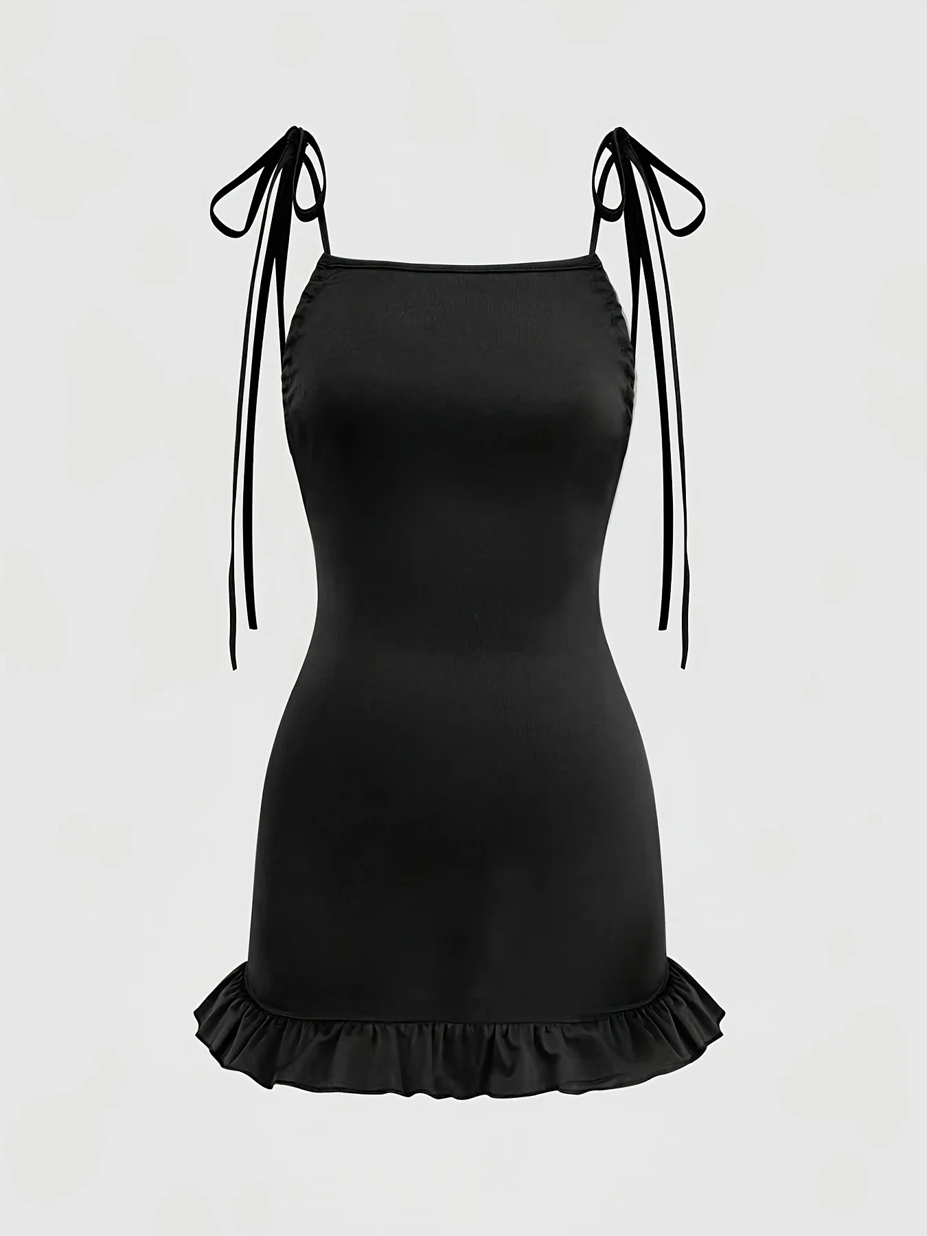 Hepburn-Style Slim-Fit Ruffled Backless Dress with Straps