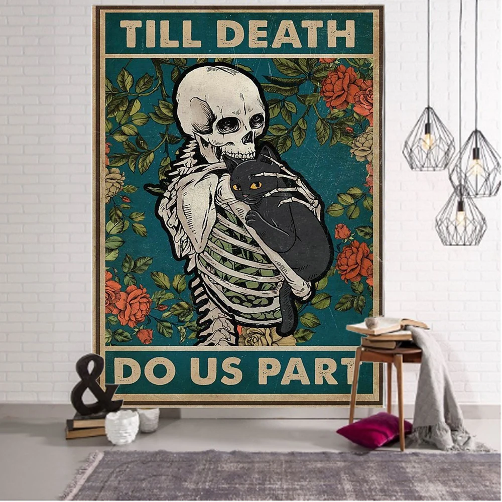 

Vintage cat poster tapestry mandala boho hippie wall tapestry, colorful boho psychedelic blanket for home decor