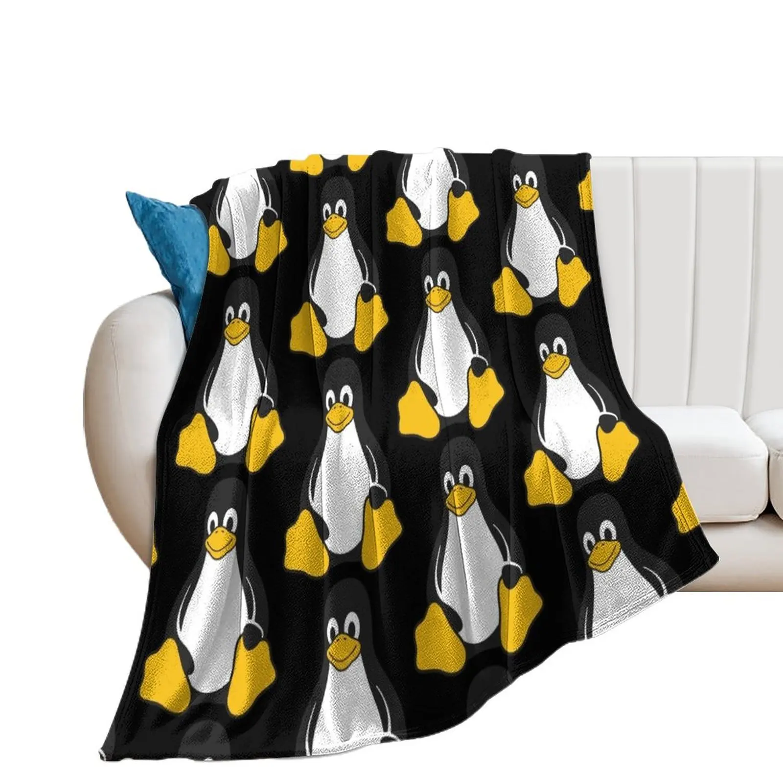 

Linux Tux Throw Blanket Custom Bed covers Decorative Sofa halloween Blankets