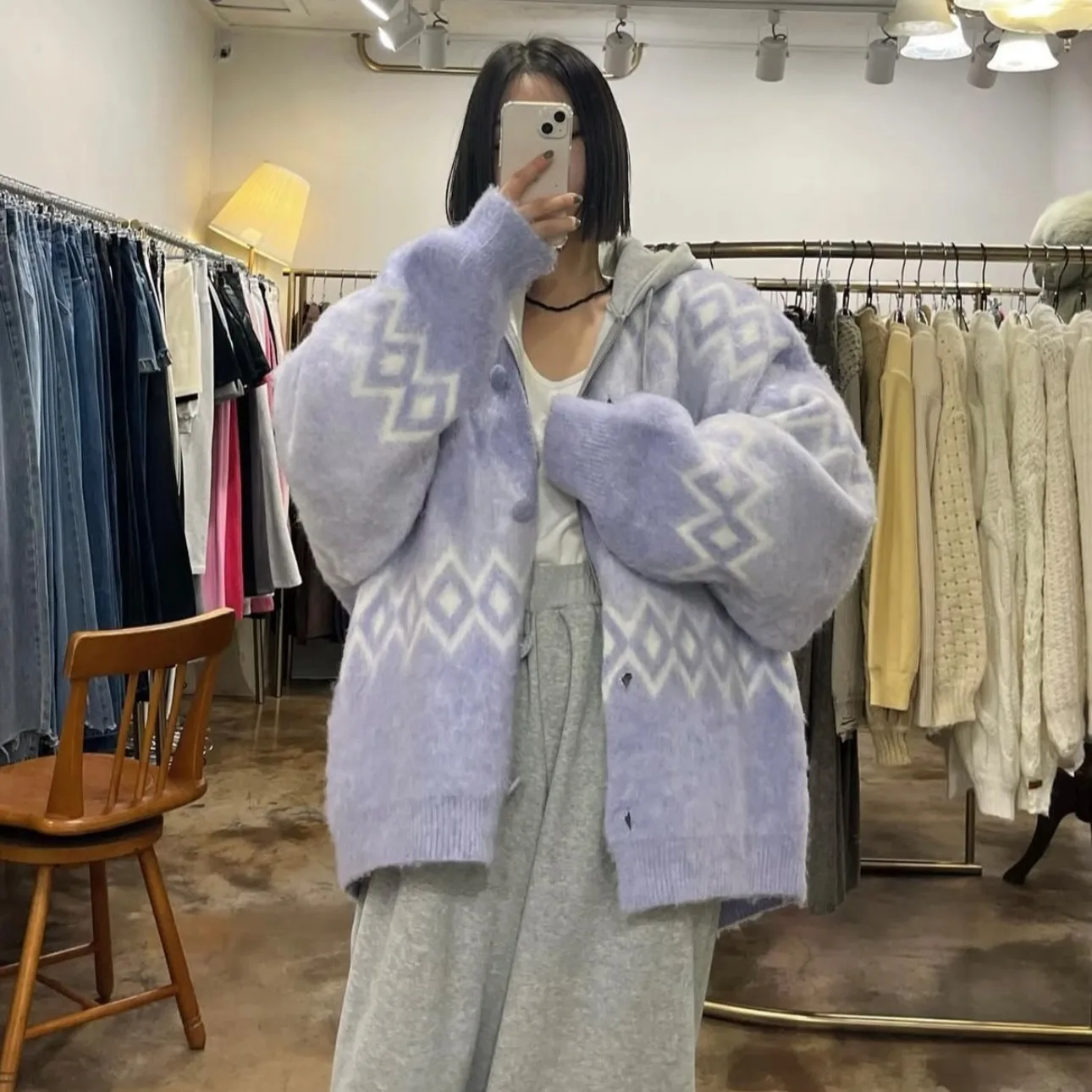 

Women's Knitted Sweater Soft Plu Diamond Pattern Mouton Autumn Winter New Sle Retro Knitwear Outerwear Casual Commute Sle