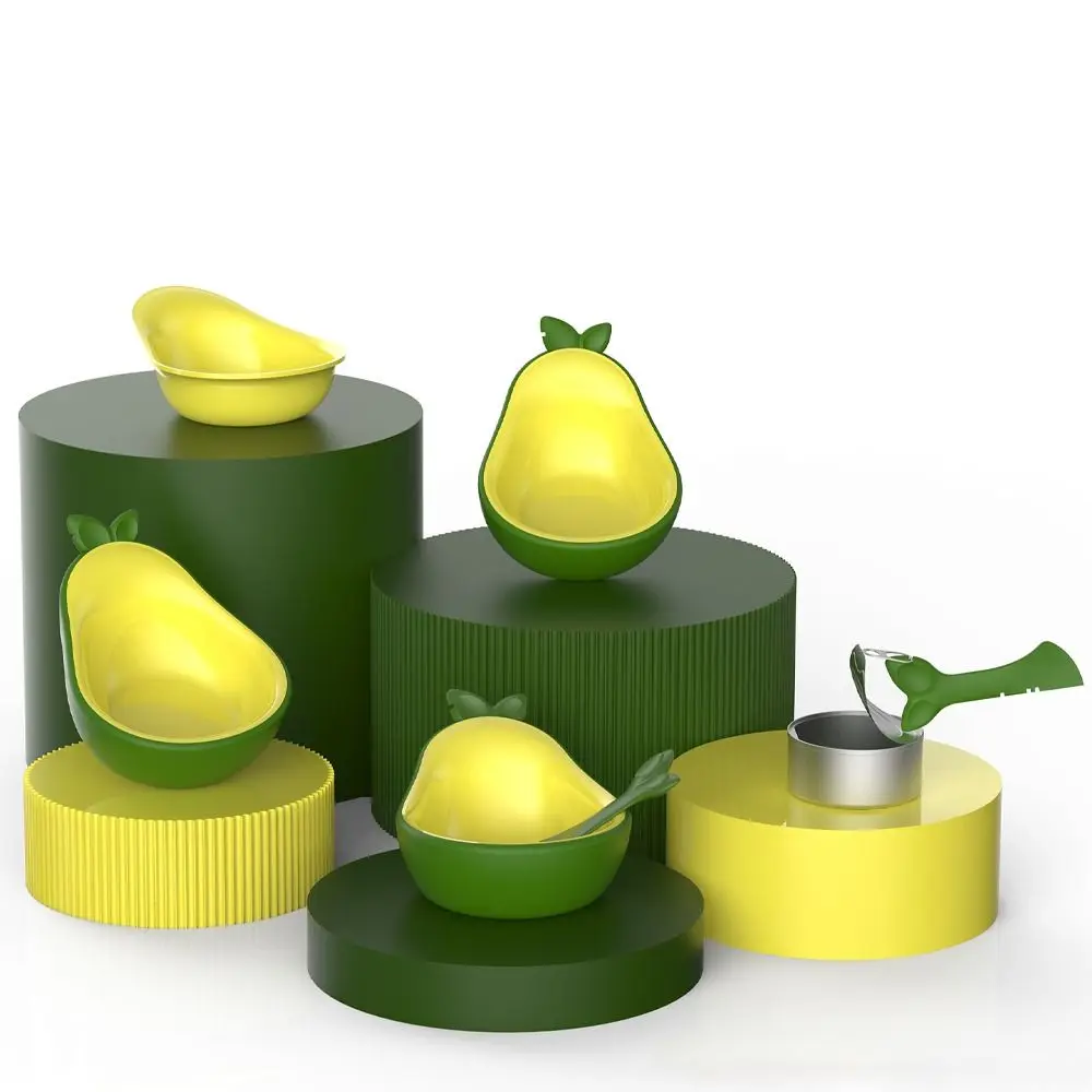 

Easy To Clean 3-in-1 Avocado Pet Bowl Multifunctional Anti Spill Cat Drinking Bowl Portable Pet Feeder For Cat Dog