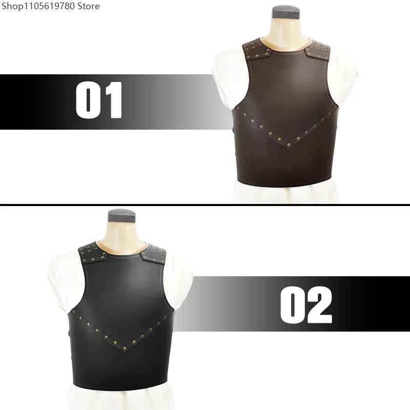 Chaleco de Pecho de Cuero PU Estilo Gladiador Griego Romano Medieval, Accesorio de Disfraz Punk Vikingo para Cosplay y Escenario, Complemento de Atuendo Renacentista