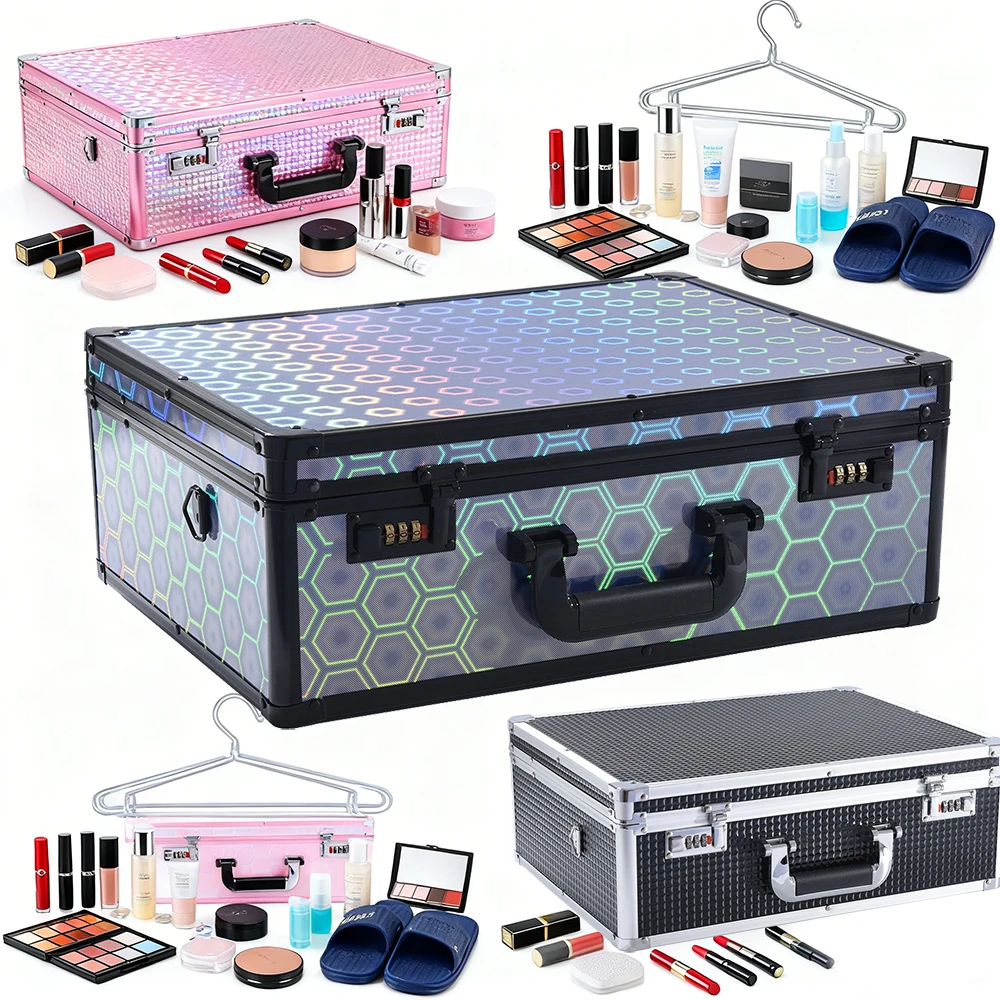 Portable Travel Suitcase Aluminum Alloy Attach Case with Combination Lock for Laptop, Documents Mechanic Hardware Toolbox