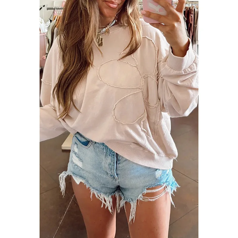 

Autumn and Winter New Pullover Round Neck Long Sleeved Top for Women, European and American Fashion Trend Loose Hoodie for Women