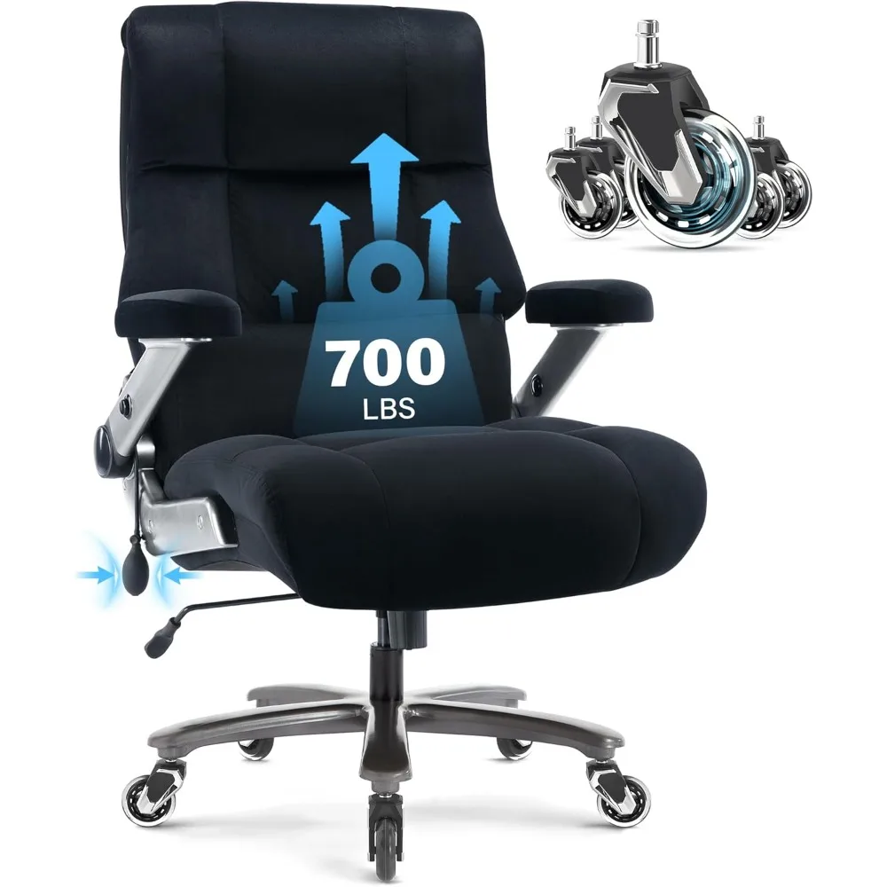 

Big and Tall Office Chair 700lbs- Executive Desk Chair with Adjustable Lumbar Support 3D Flip UP Arms- Heavy Duty Quiet Wheels M