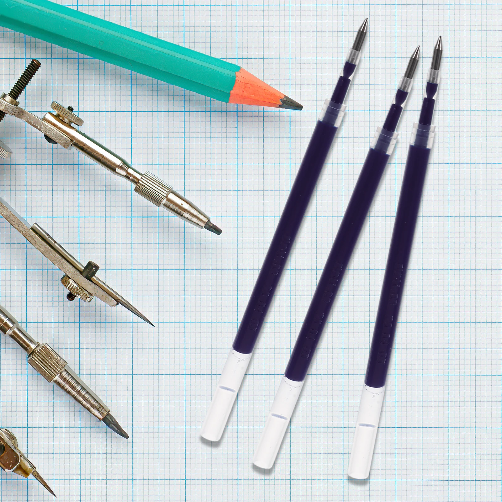

20 Pcs Replacement Pen Refills Press The Spring Head Gel Ink Stationery Blue Ballpoint Student