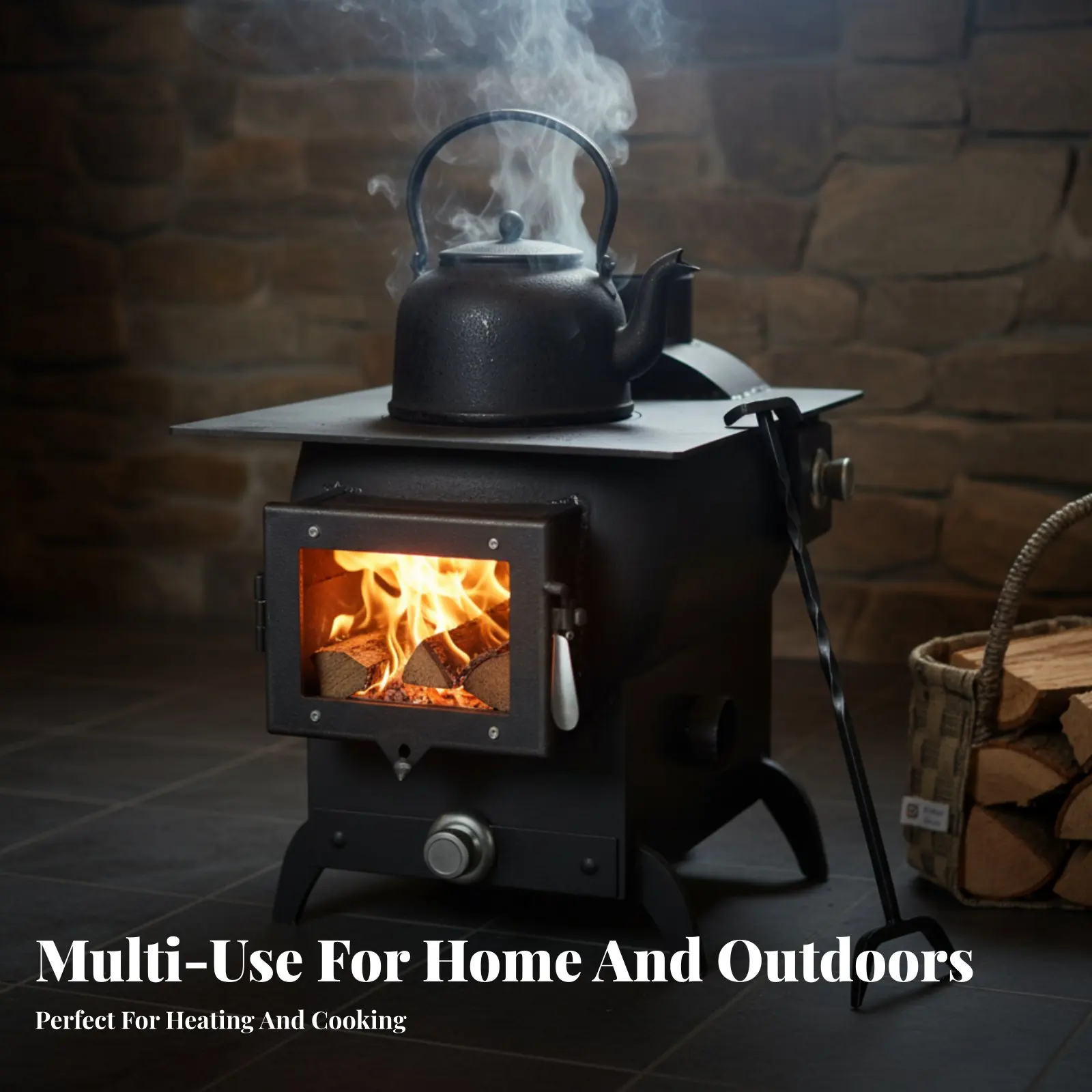 

Дровяная печь для сельского дома, газификация древесины, двойной источник энергии, большое смотровое окно, многофункциональная