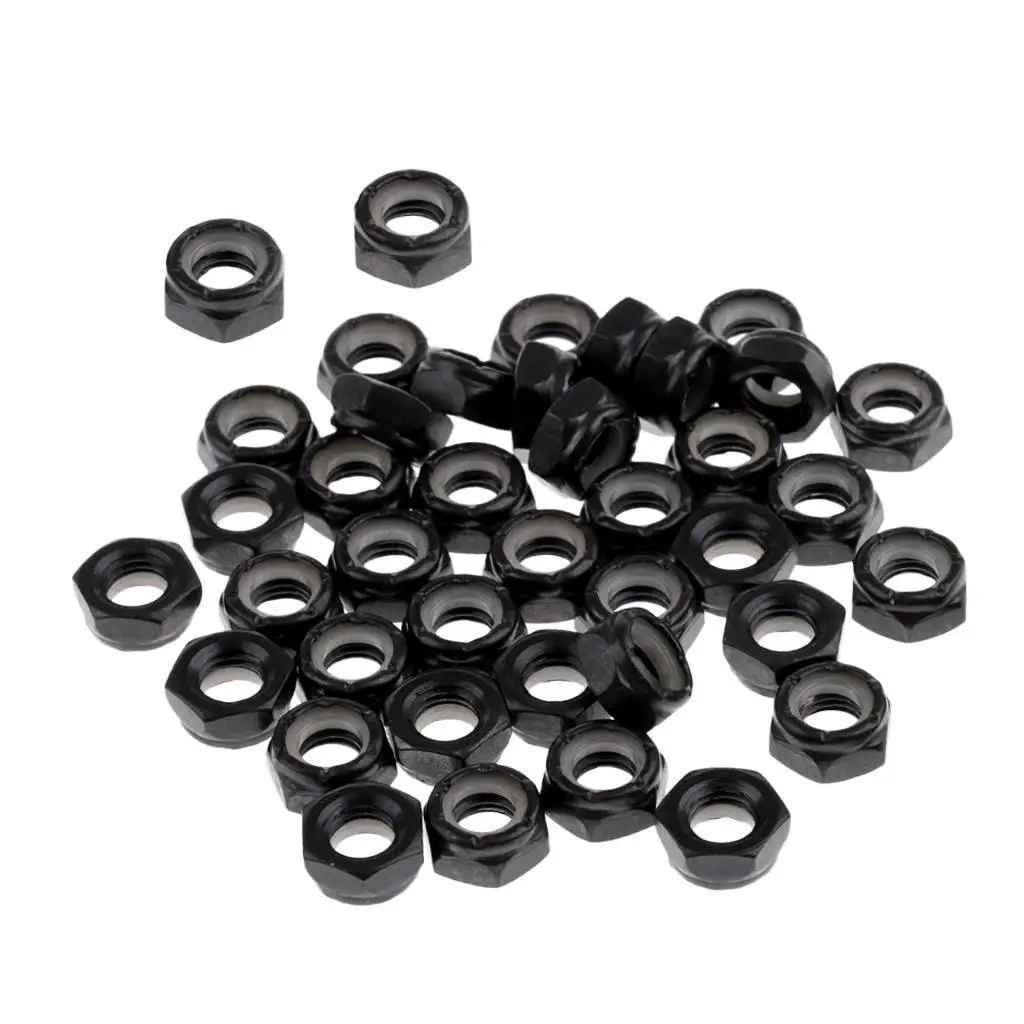 MagiDeal 40 Pieces Sturdy Skateboard Longboard Trucks Wheels Replacement Axle Nuts Hardware Black