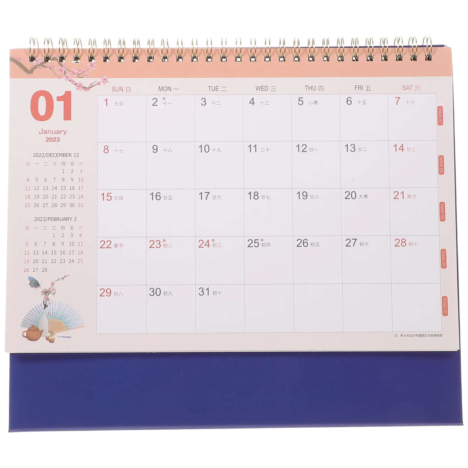 

Thick Paper Iron Business Calendar Decorative Standing Desktop Monthly Office Household Tabletop Coil Binding Smooth
