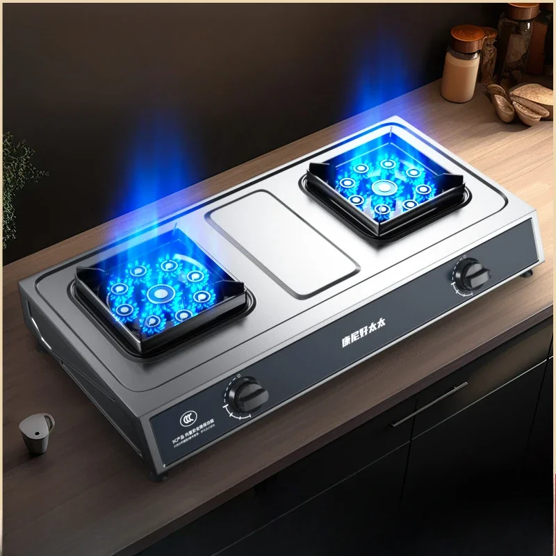 Gas stove double stove household fierce fire double head liquefied gas natural gas old-fashioned double eyes stove