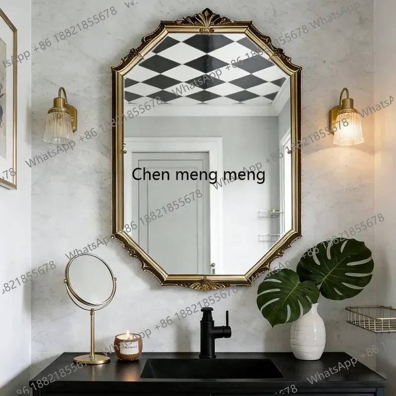 PP French retro bathroom mirror European makeup mirror American smart wall-mounted anti-fog vanity mirror