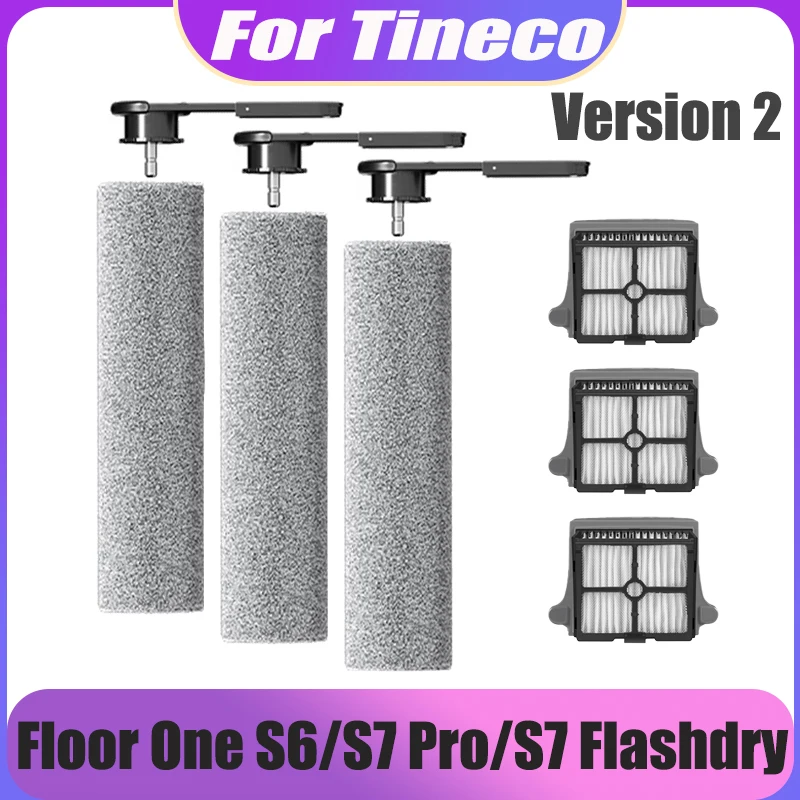 

For Tineco Floor One S6 / S7 Pro Version 2 / S7 Flashdry Vacuum Cleaner Accessories Detachable Soft Roller Brush HEPA Filter Kit