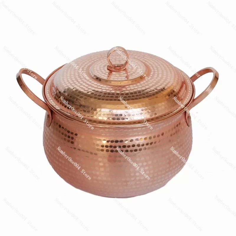 

100% Pure Copper Pot Stew Steam Soup Purple Deep Casserole Steamer Handmade Soup pot hot pots 18-30cm