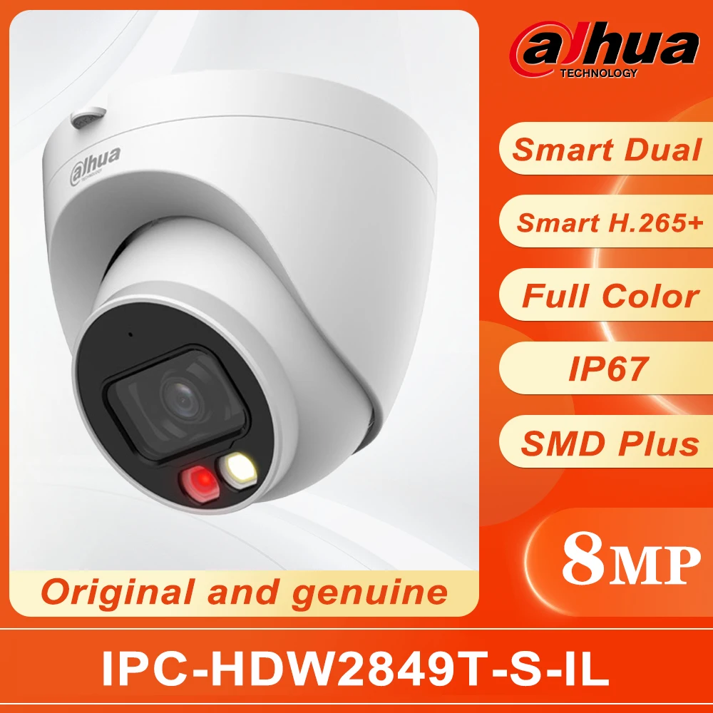 Dahua 8MP Smart Dual Light Fixed-focal Eyeball WizSense Network Camera IPC-HDW2849T-S-IL