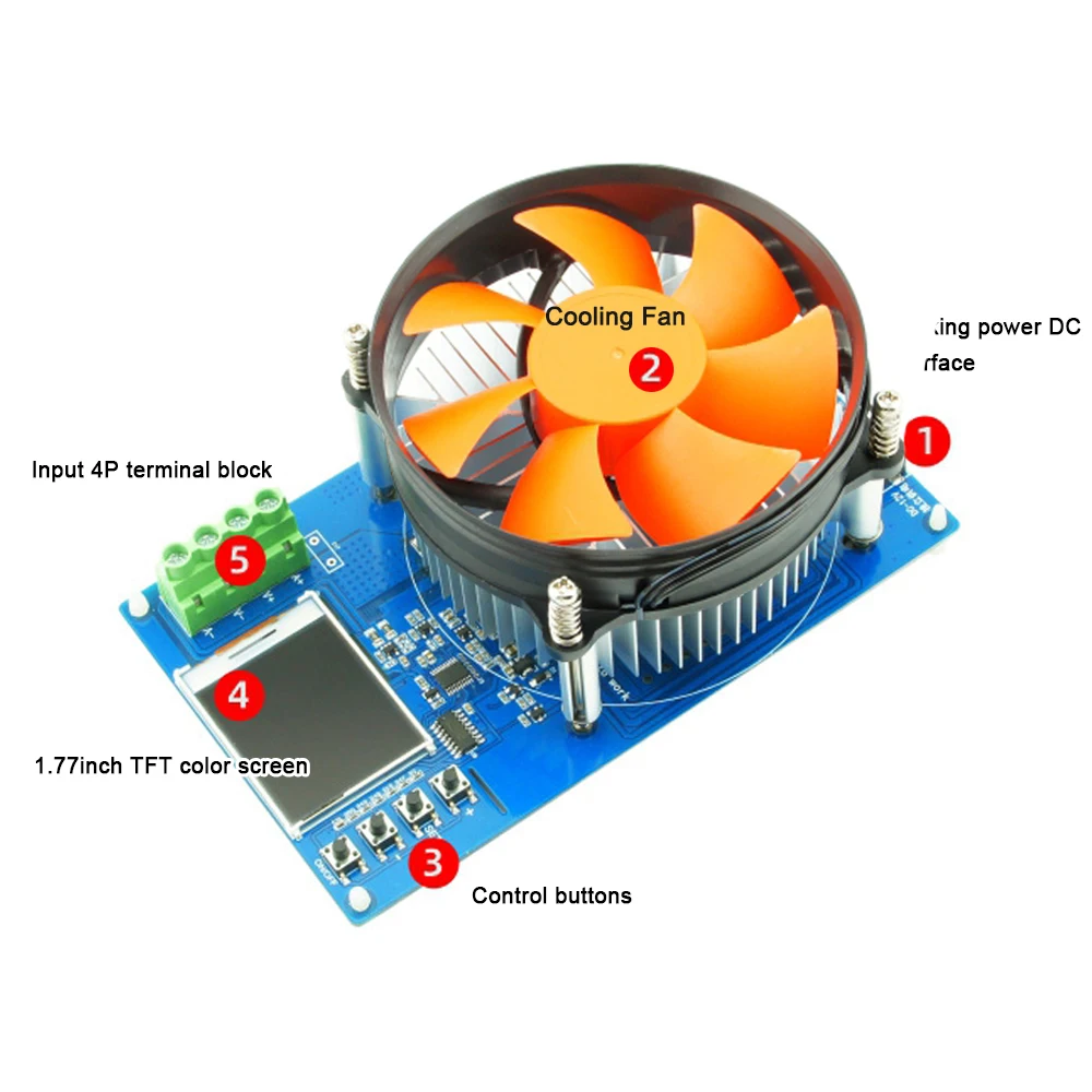 150W 10A Electronic Load 1.77inch TFT Display Power Battery Aging Test Meter Voltage Current  Discharge Monitor Four-wire Wiring