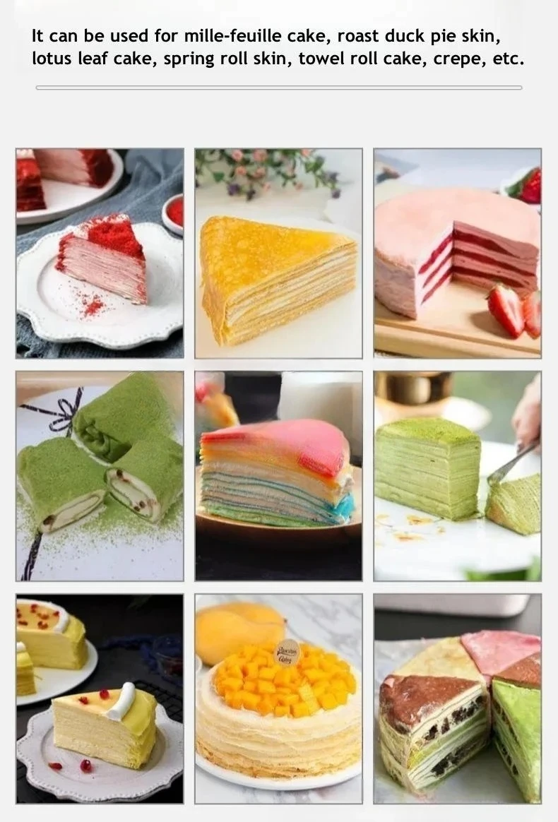

Customized Size Automatic Mille Crepe Maker Machine for Layer Cake Skin & Spring Roll Wrapper Home Kitchen Cake Making Appliance