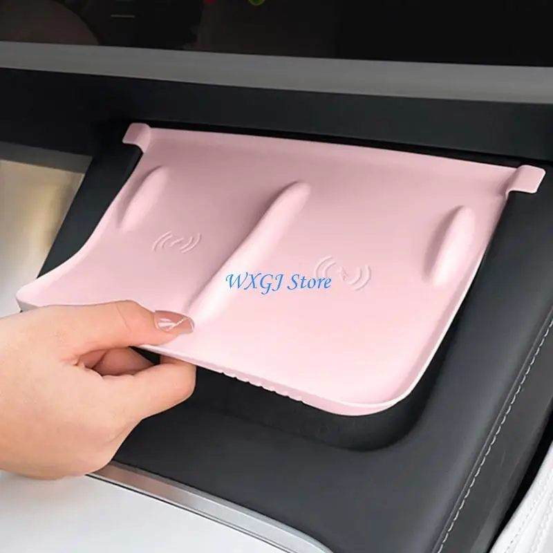 

37JE Wireless Charging Mat AntiSkid Silicone Mat,Center Console Wireless Chargers Cover