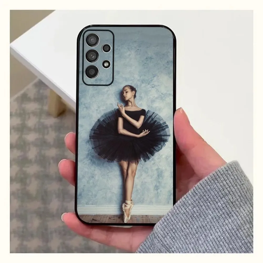 Ballerina Ballet Dancing Phone Case For Samsung Galaxy A13,A21s,A22,A31,A32,A52,A53,A71,A80,A91 Soft Black Cover