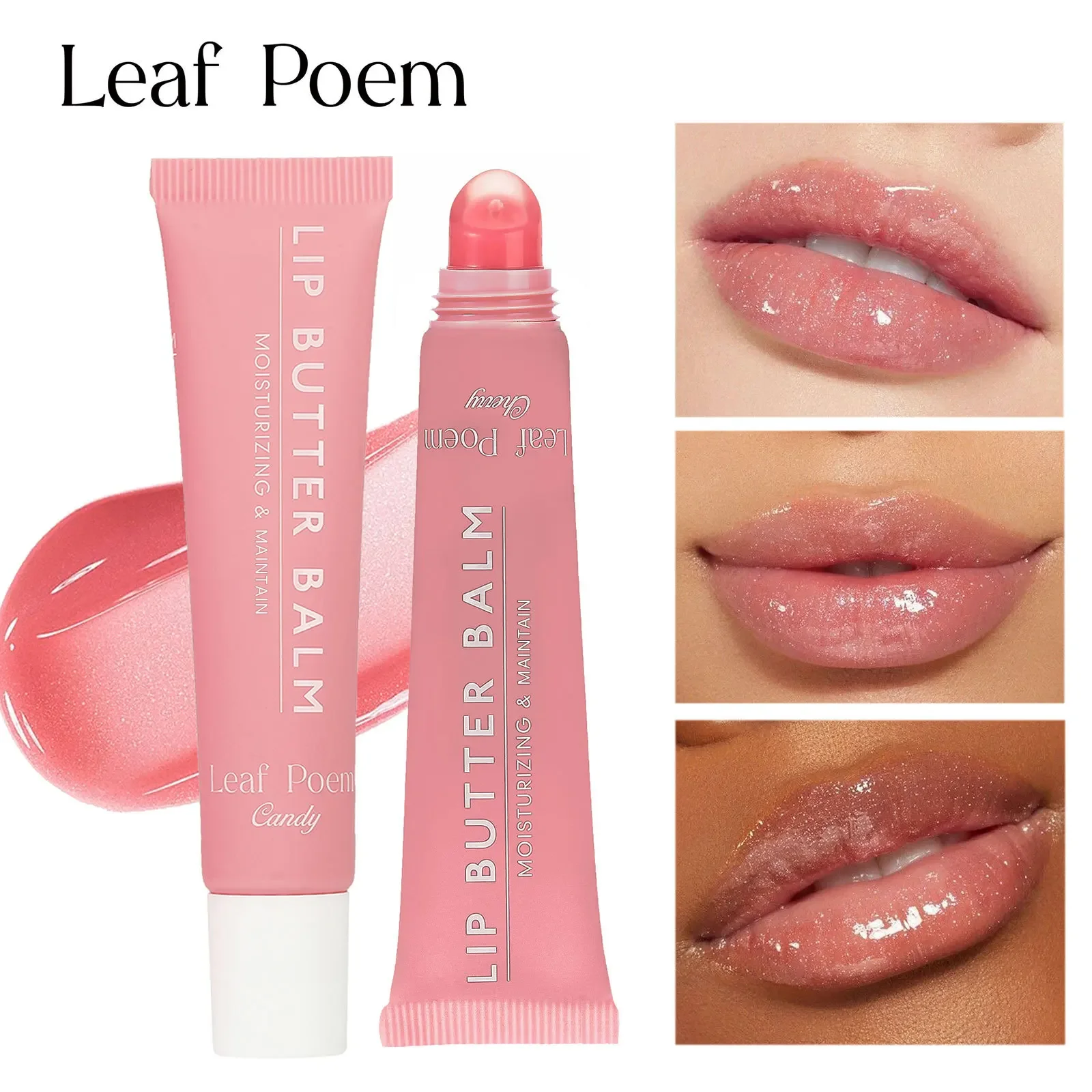 LEAF P0EM Butter Lip Glaze - Tinted Shiny Lip Lacquer Oil Lip Oil Hydrating Non-Sticky Lip Care for Women Easter Bunny Gift