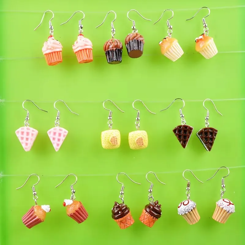 كعكة كريم حلوى موس من الراتنج ، أقراط أكواب ورقية ، حب إمبرطور ، حلوى شوكولاتة ، إكسسوارات مجوهرات ، توصيل ، موضة #4