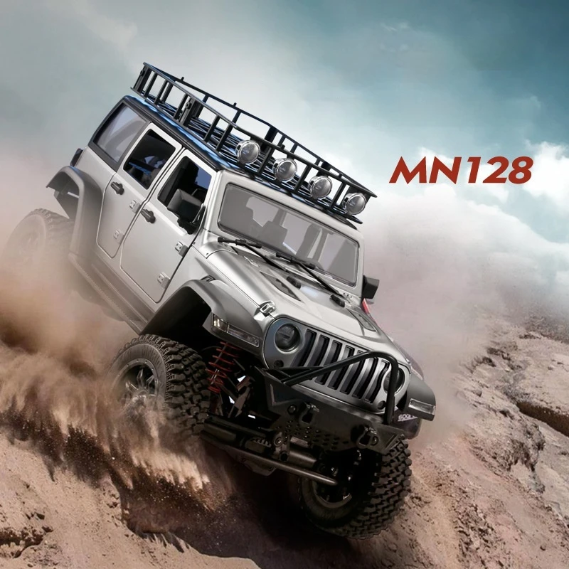 Mn128 New 1:12 Wrangler Climbing Car Fully Proportional Four-Wheel Drive With Led Light Remote Control Off Road Vehicle Toy Gift