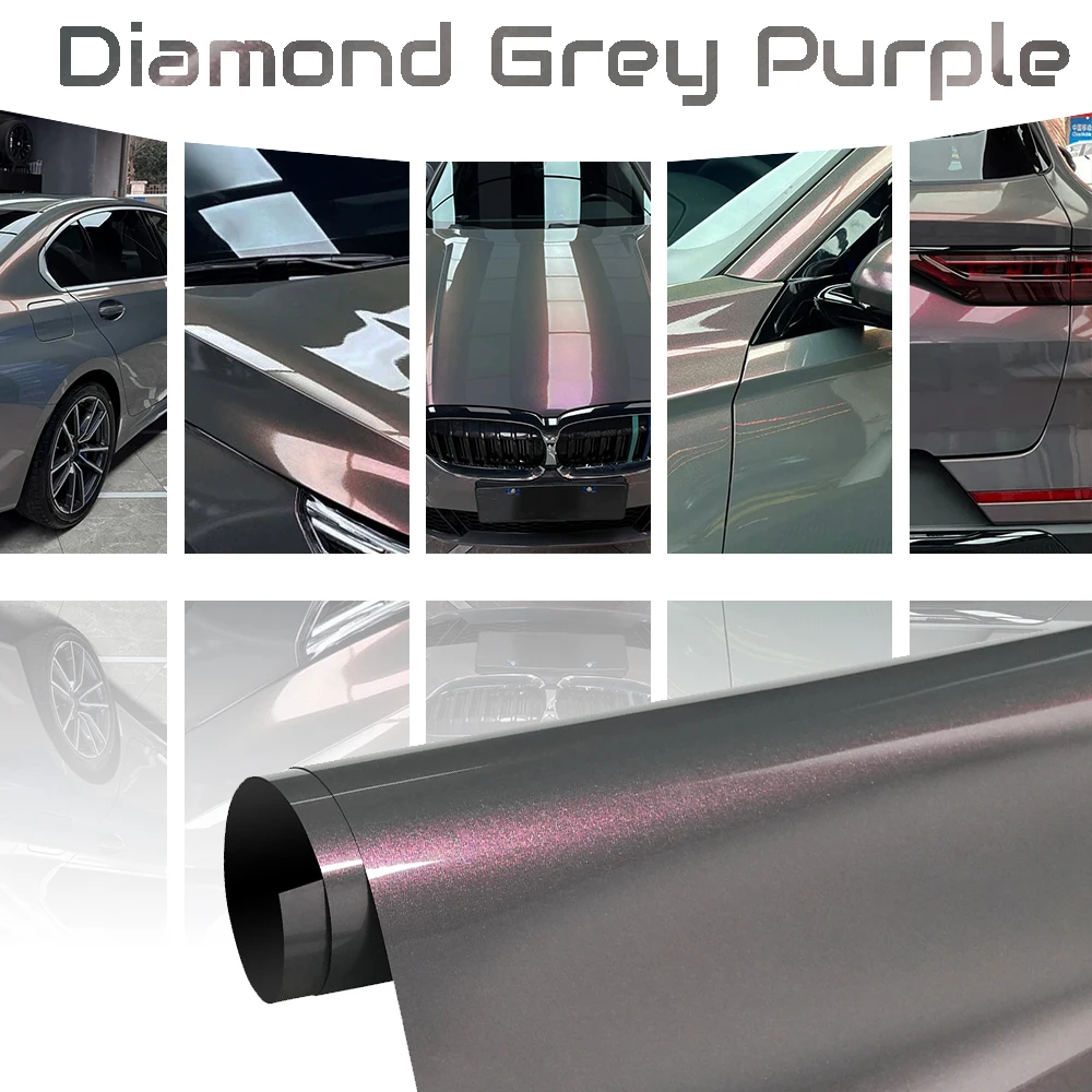 

Premium Diamond Grey Purple Car Wrap Film Cover Vehicle Body Color Modified Vinyl Roll Motorcycle Auto Decoration Accessories