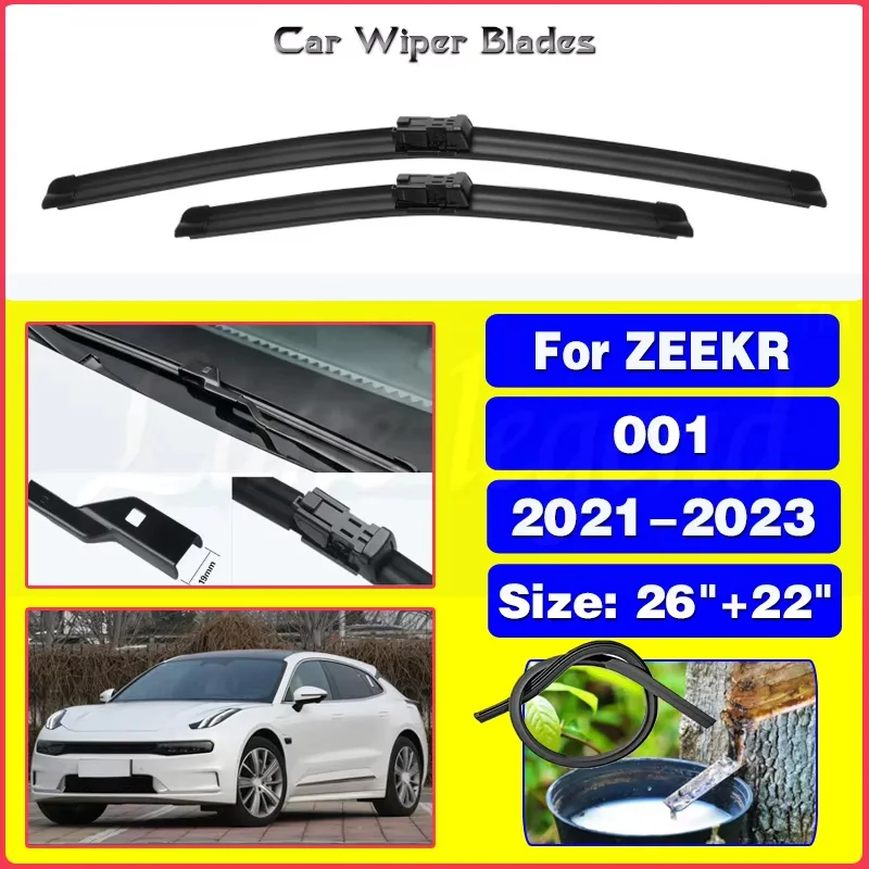 

Car Wiper Front Wiper Blades For ZEEKR 001 2021 2022 2023 Windshield Windscreen Clean Rubber Car Wipers Accessories 26"+22"