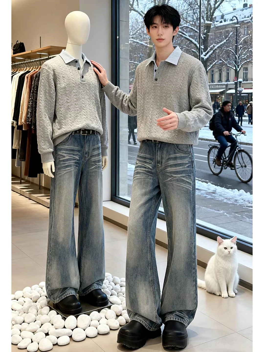 

Мужская футболка Cleanfit с длинным рукавом, весенняя, с узором в горошек, для повседневной носки, комфортная, мягкая, молодежная, модная