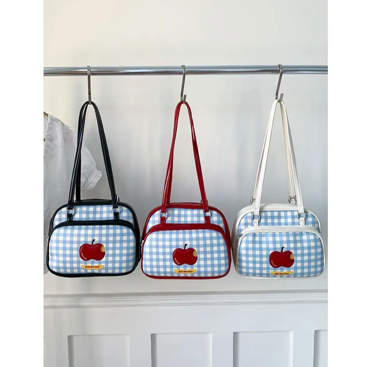 Girl's Cute Apple Backpack Versatile Students Commuting Sweet Style Casual Cute Single Shoulder Crossbody Bag Korean Version Bag
