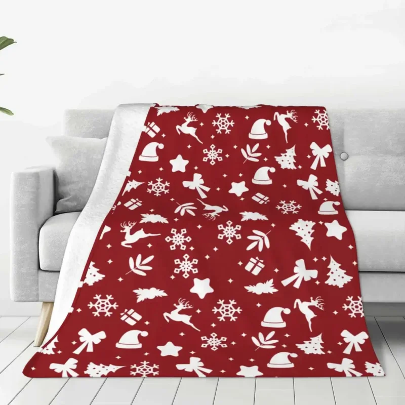 

Christmas Fleece Throw Blankets Summer Air Conditioning Printed Soft Warm Bedsprea