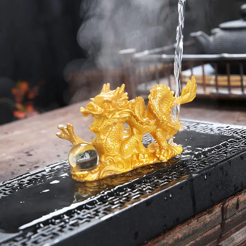 Resin Color Change Dragon Tea Accessories Household Office Tea Pet Decoration Toy