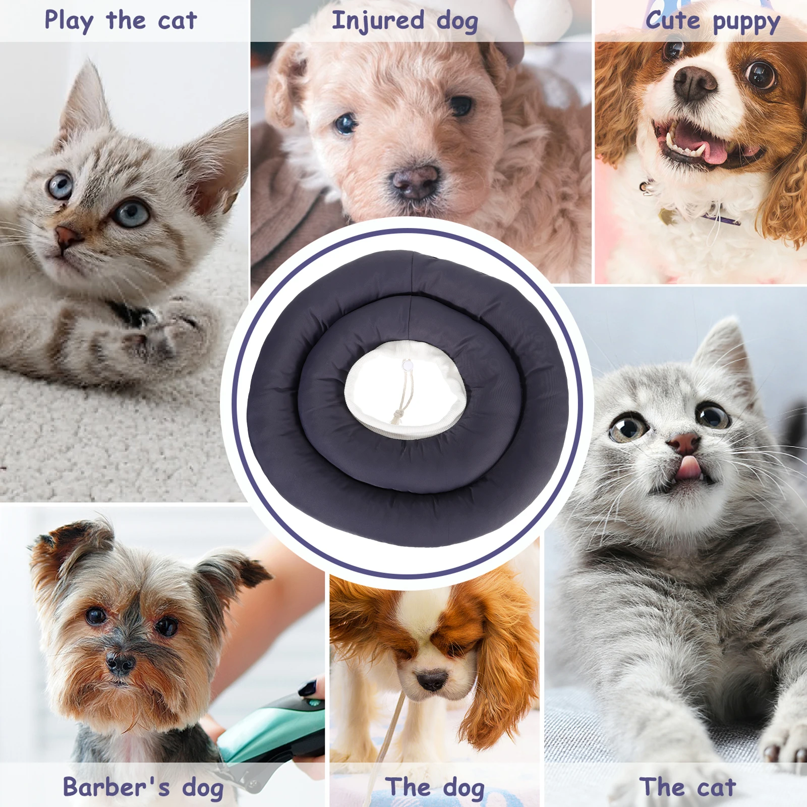 

Tarcoal Collar Cat Surgery Recovery Pet Shield Donut for The Waterproof Cloth Is Filled with Pp Cotton