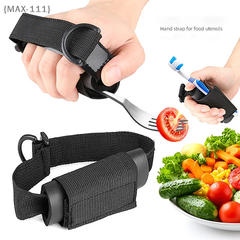 

【F2-MAX111】Elastic Eating Assistance Cuff Holder Strap - Anti-Shake Utensil Fixing Band for Spoons Forks Knife Patients Elderly