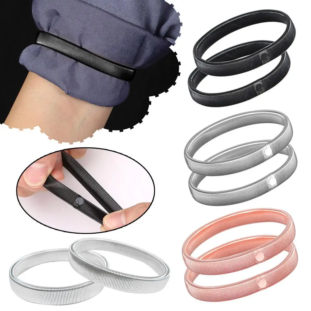 Unisex Stretchy Metal Sleeve Anti-Slip Elastic Shirt Bracelets Mens Spring Armband Loop Adjustable Sleeve Holder Elastic St F1S1