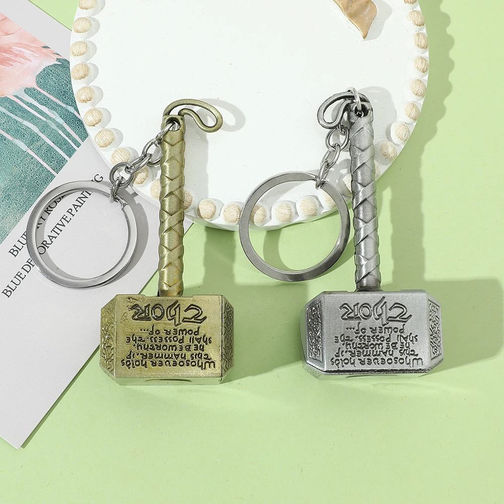 Trendy Avengers Thor Mjolnir Keychain - Superhero Thor Key Holder Backpack Accessory for Movie Fans Personality Gift Item