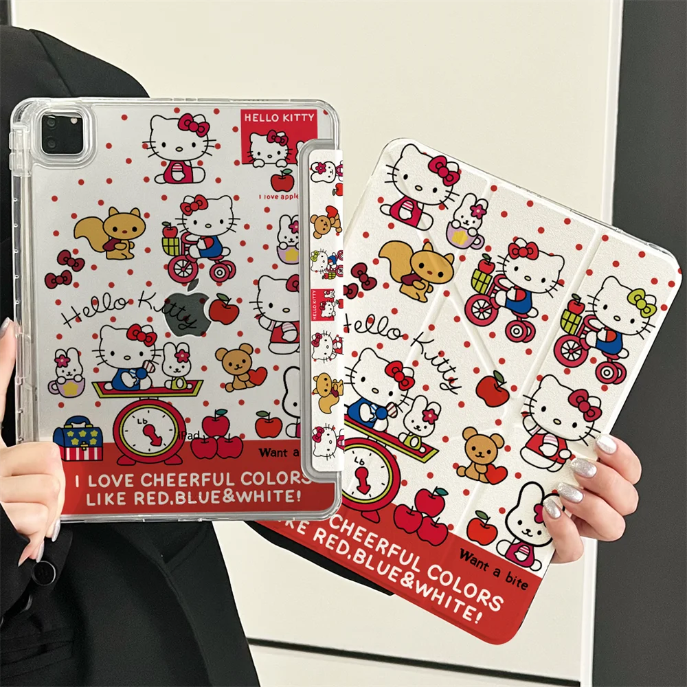 

Флип-чехол из искусственной кожи для iPad 10th 11th Gen Air 2025 Pro 11 10.2 7 8 9th Air 4 5th 10.9 Air 9.7 10.5 Y Складной смарт-чехол Hello Kitty