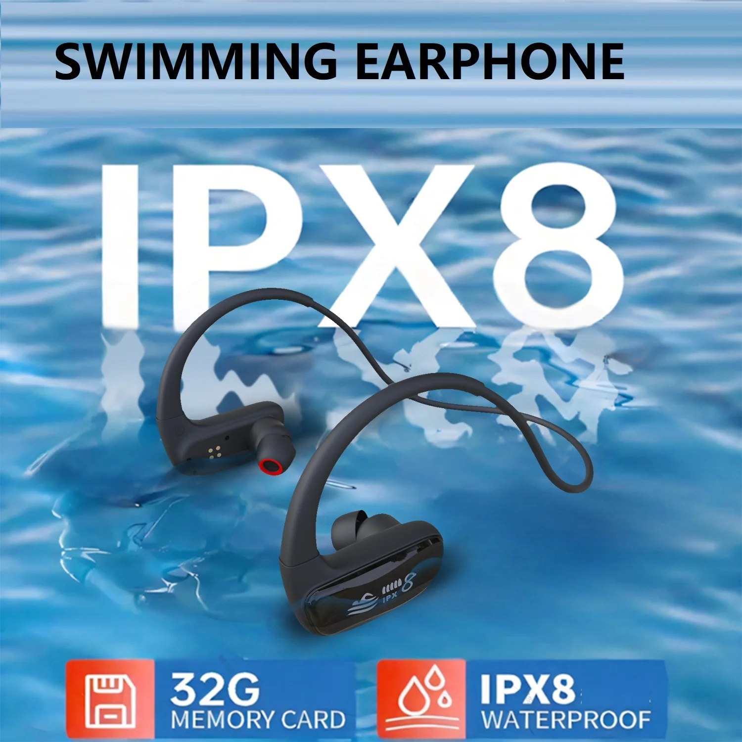 Professional Swimming Earphone 16/32GB MP3 Music Player Bluetooth Headphones IPX8 Waterproof Underwater HD Sound Sports earbuds