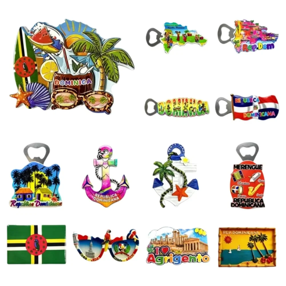 Dominican Republic Dominica Resin Fridge Magnet, Caribbean Travel Souvenir, Refrigerator Sticker Bottle Opener Home Decor