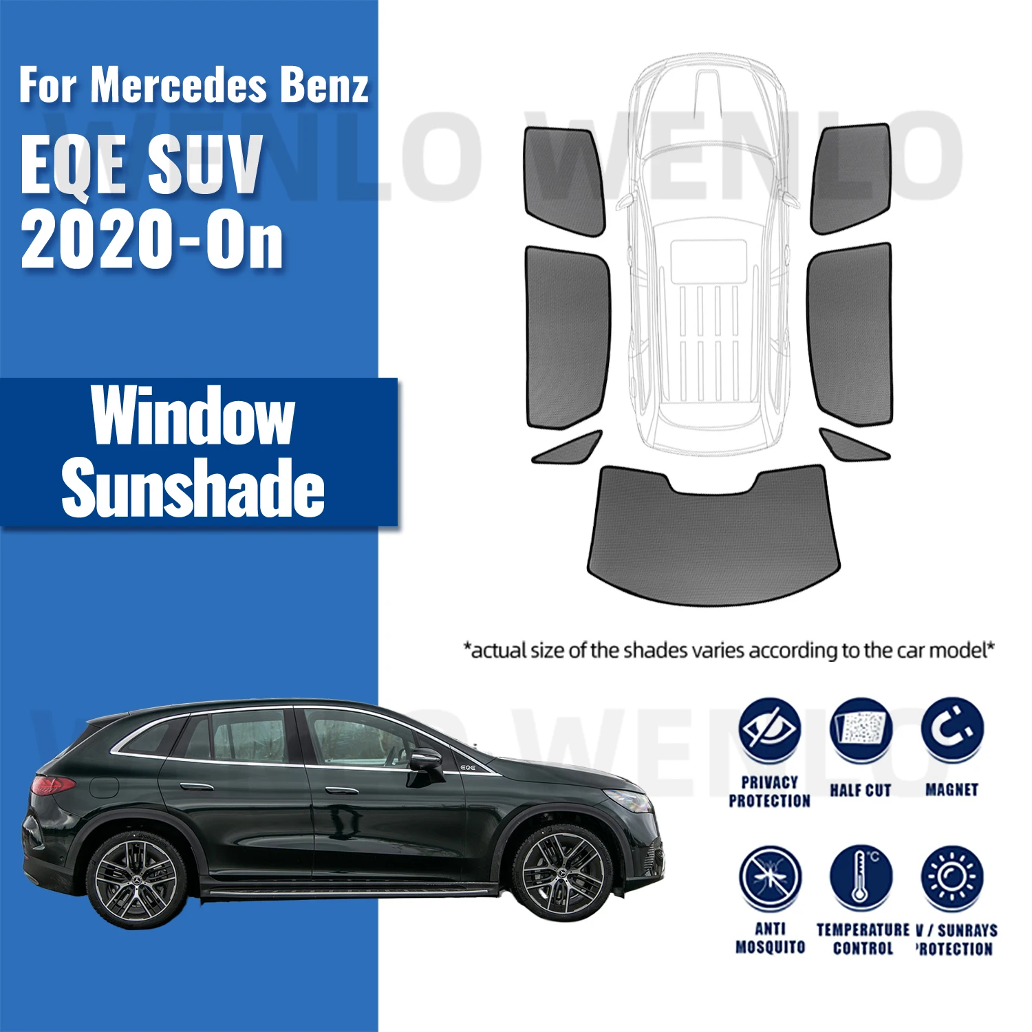 

For Mercedes Benz EQE SUV 2020 2021 2022 2023 2024 Car Sunshade Shield Front Windshield Frame Curtain Rear Side Window Sun Shade