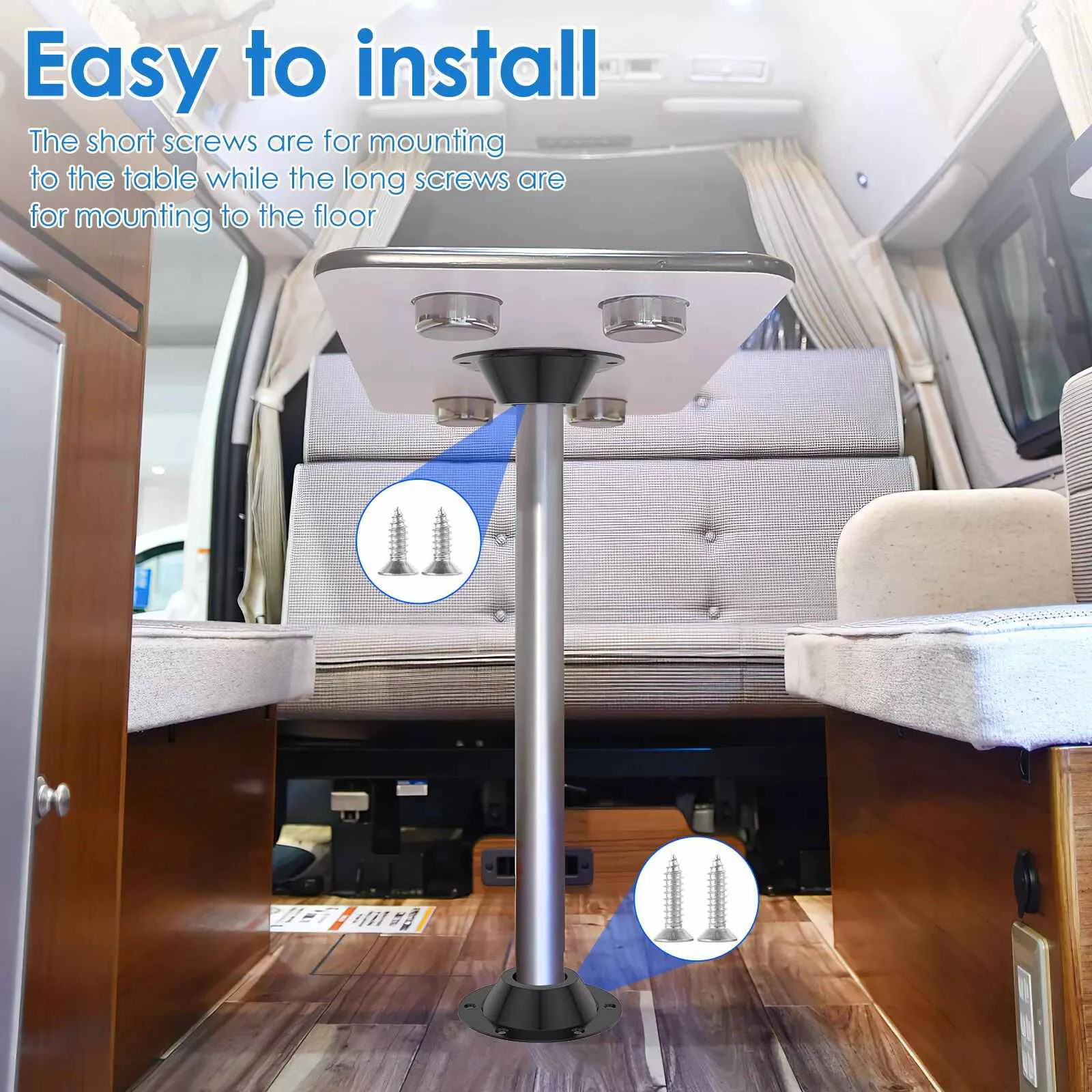 2Pcs/Set Table Leg Fixed Base Aluminium Metal RV Table Base Dining Table Flange Mount Pedestal For Boat Yacht RV Accessories