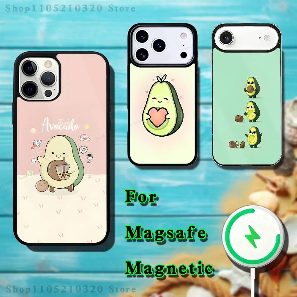 

Cartoon cute avocado Phone Case For iPhone 17,16,15,14,13,12,11,Pro,Max,Plus,Mini,SE4,E Magnetic Magsafe Wireless Charging