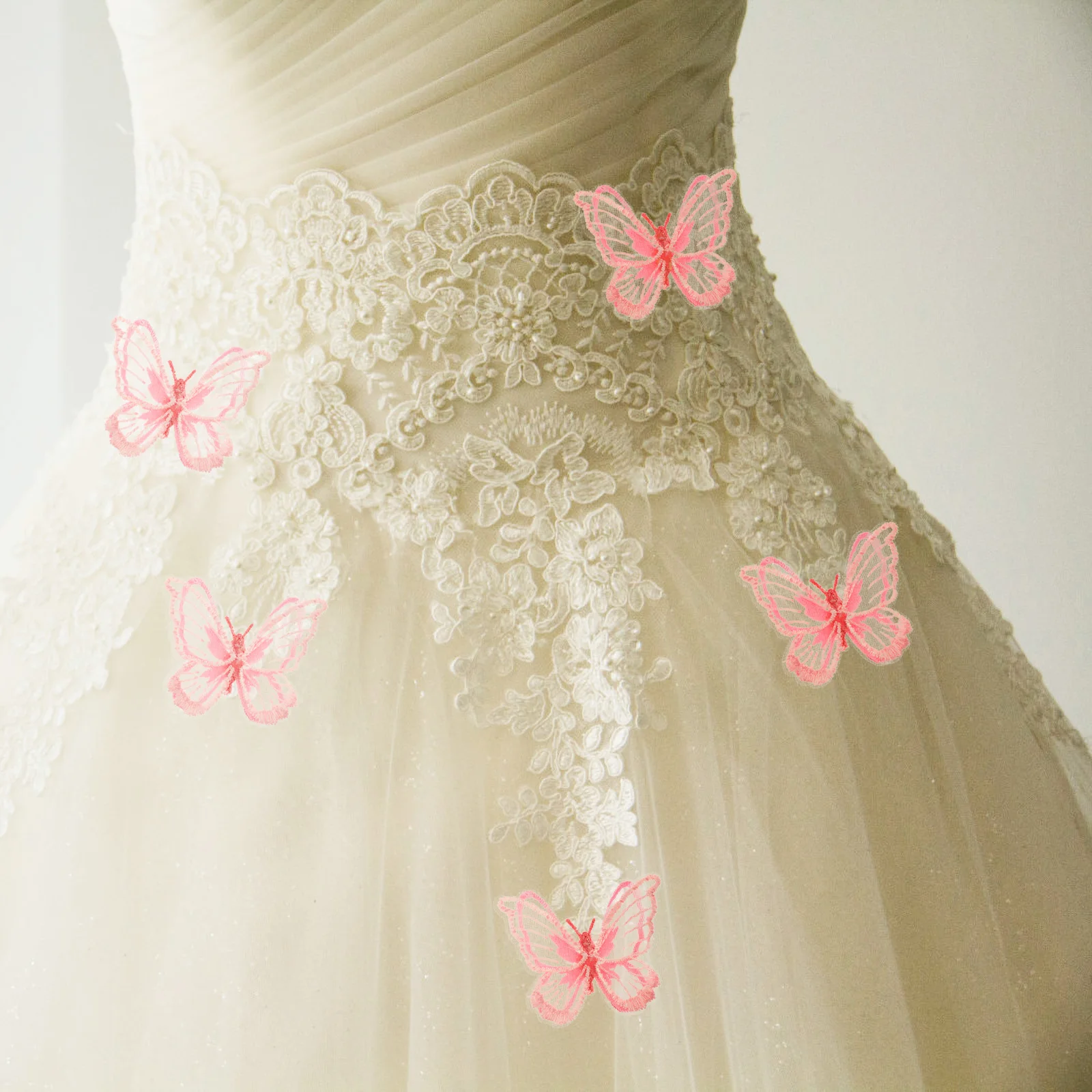 

10pcs Embroidered Lace Butterfly Appliques Double Layer Decorative Sewing Patches Pink Iron On Repair Supplies DIY Accessories