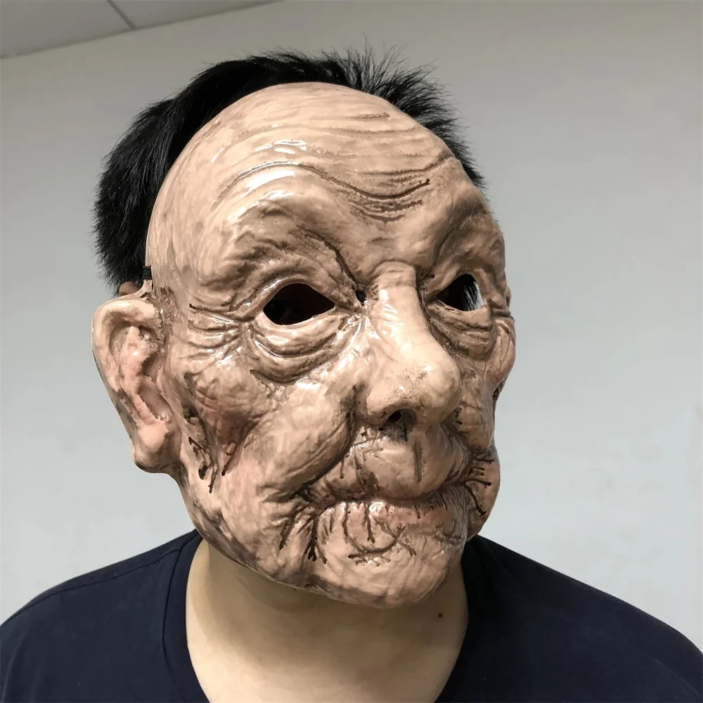 Alter Mann Frau Maske Lustiger alter Mann Cosplay Party Maske Halloween Oma Gruseliger Älterer Großvater Party Mann Falten Kostüm Requisiten