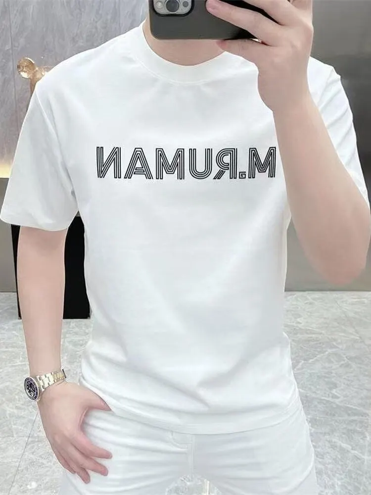 

Summer Faion Men's Slim Fit round Ne ort Sve T-irt Tagkita Brand Printed Letter Casual Youthful Sle Cotton 00%