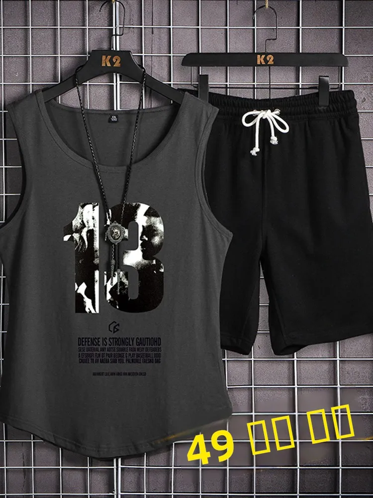 Men's Summer 2023 New Casual Loose Baskeall Vest Running Fitn Sportswear Set Youth ort Pants Svel Faionable