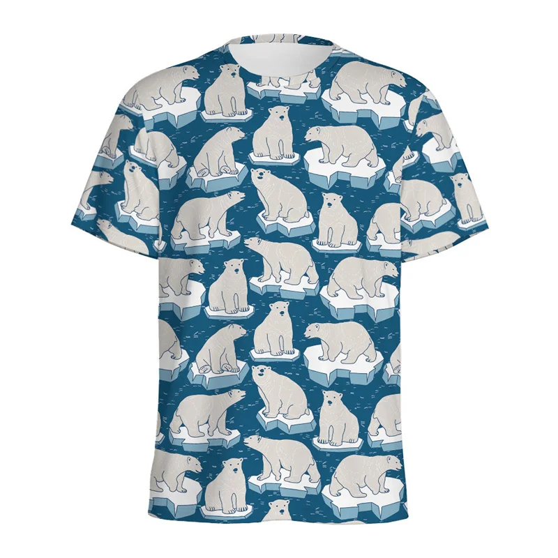 

Cute Polar Bear 3D Printed T-shirt For Men Summer Animal Graphic Tshirt Kids Crew Neck Short Sleeves Women Oversized Tee Shirt