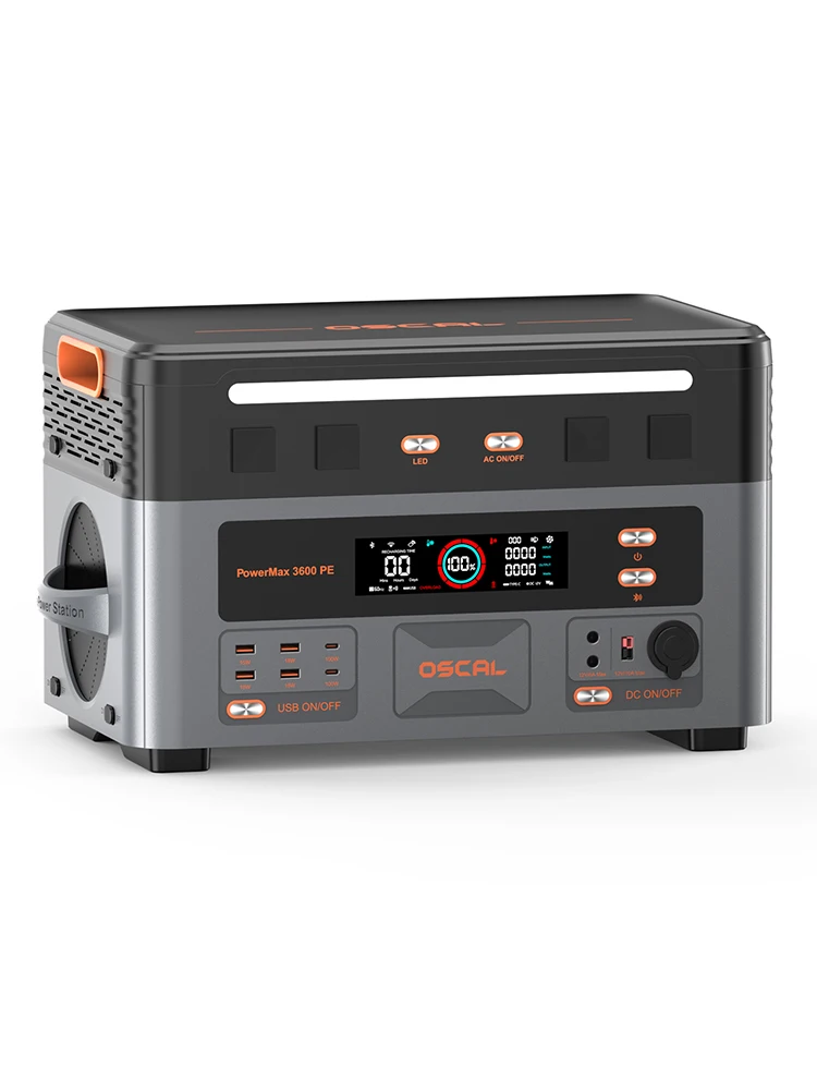 OSCAL 3600W Tragbare Powerstation PowerMax 3600PE 2016Wh Solargenerator LiFePO4-Batterie Smart App-Steuerung & Überwachung für Wohnmobile