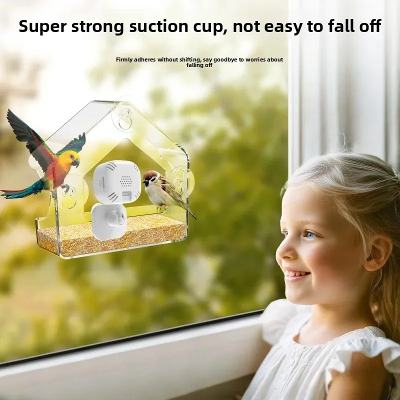 Telecamera per birdwatching con finestra da 2,5K Luce nera Registrazione a colori 24 ore su 24 Design alimentatore per colibrì Wi-Fi 6 2.4G Fino a 512G Scheda TF